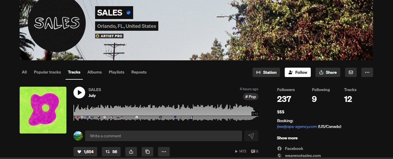 SoundCloud profile screenshot — Before Promotion