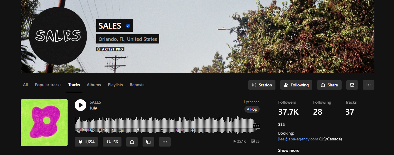 SoundCloud profile screenshot — During Promotion